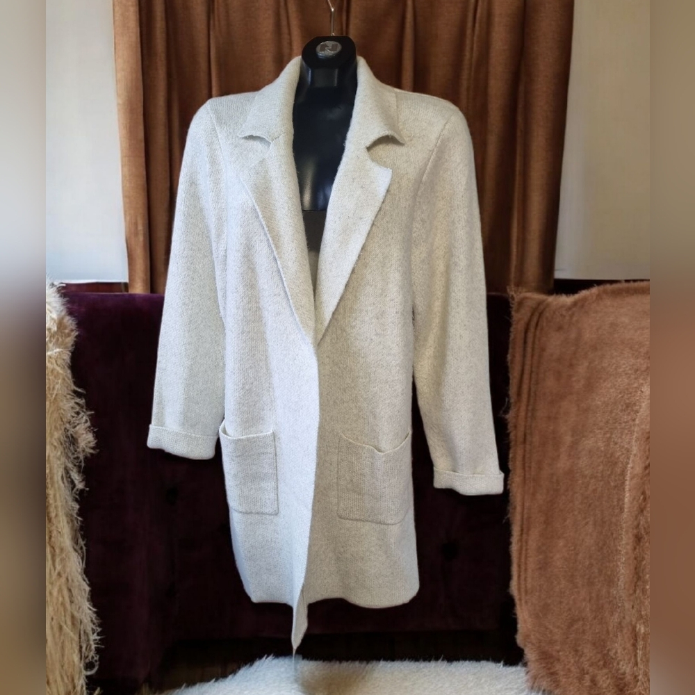 Jessica Simpson Women's Cream Super Soft Open Front Long Cardigan Sweater